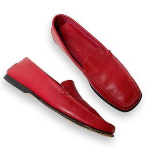 TOD’S Classic Red Pebbled Leather Driving Loafer Flat Shoes in Women’s US Size 9